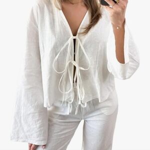 Amazon White Tie-Detail Blouse